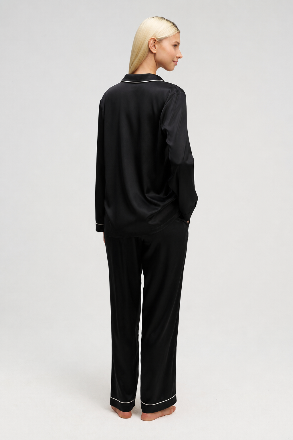 Ensemble Pyjama Alba en Soie— Noir Sommeil d'or