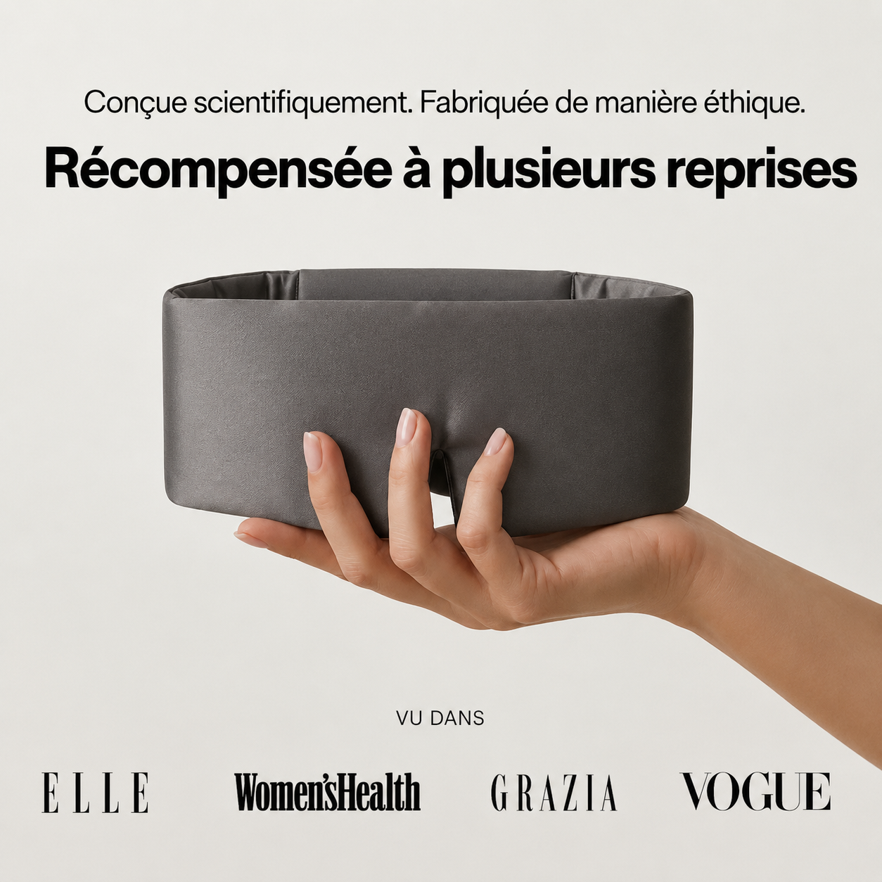 Masque de Nuit en Soie — Anthracite Sommeil d'or